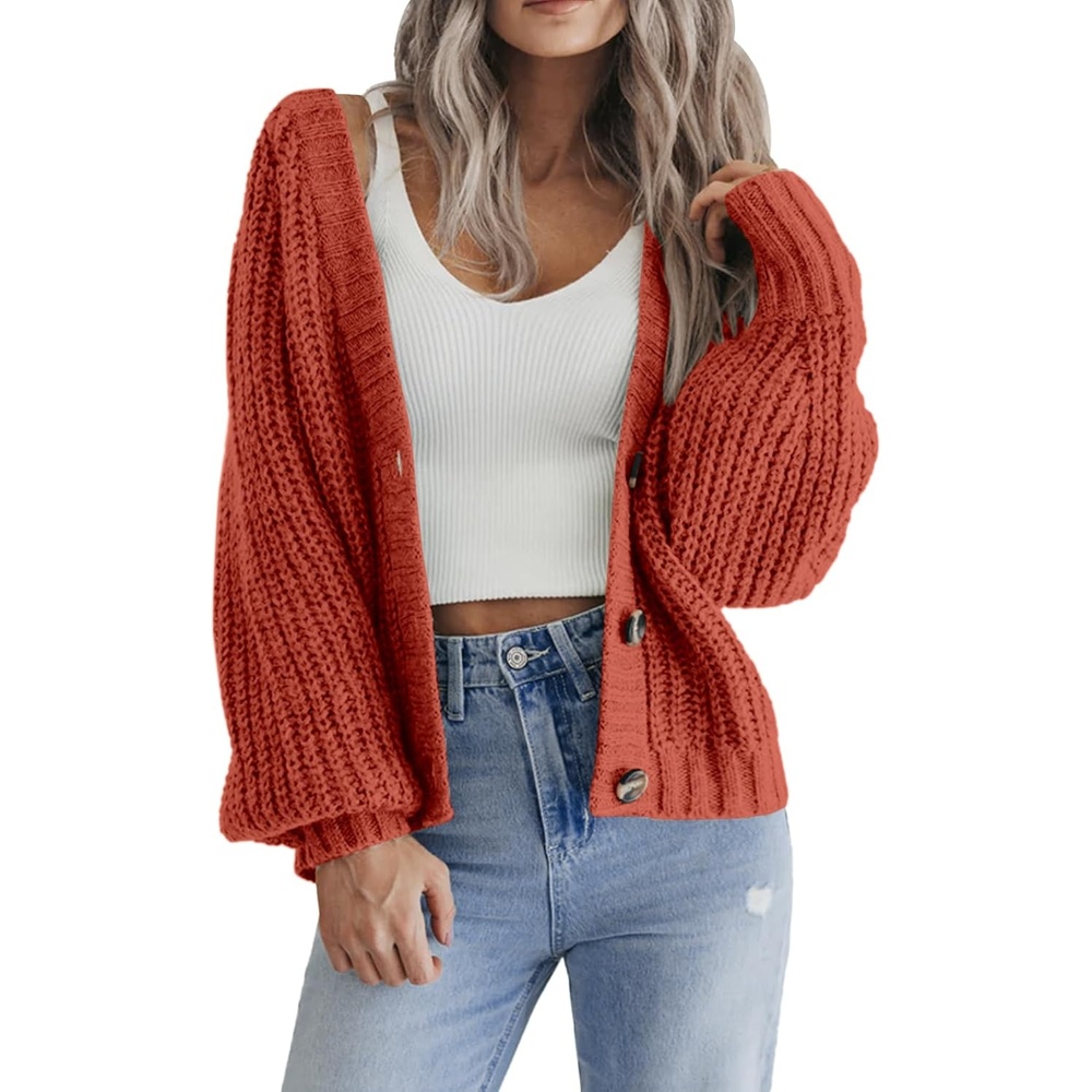 image:imageZeagoo Womens 2026 Fall Chunky Knit Cardigans Long Sleeve SweatersCaramel1