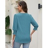 Zeagoo 3/4 Length Sleeve Blouse Pleated Tops Tunics for Women Dressy Shirt Business Casual(Biscay Bay Blue)