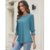 Zeagoo 3/4 Length Sleeve Blouse Pleated Tops Tunics for Women Dressy Shirt Business Casual(Biscay Bay Blue)