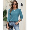 Zeagoo 3/4 Length Sleeve Blouse Pleated Tops Tunics for Women Dressy Shirt Business Casual(Biscay Bay Blue)