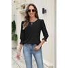 Zeagoo 3/4 Length Sleeve Blouse Pleated Tops Tunics for Women Dressy Shirt Business Casual(Black)