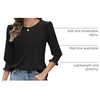 Zeagoo 3/4 Length Sleeve Blouse Pleated Tops Tunics for Women Dressy Shirt Business Casual(Black)