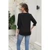 Zeagoo 3/4 Length Sleeve Blouse Pleated Tops Tunics for Women Dressy Shirt Business Casual(Black)