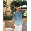 Zeagoo 3/4 Length Sleeve Blouse Pleated Tops Tunics for Women Dressy Shirt Business Casual(Blue Vine)