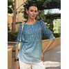 Zeagoo 3/4 Length Sleeve Blouse Pleated Tops Tunics for Women Dressy Shirt Business Casual(Blue Vine)