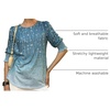 Zeagoo 3/4 Length Sleeve Blouse Pleated Tops Tunics for Women Dressy Shirt Business Casual(Blue Vine)