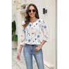 Zeagoo 3/4 Length Sleeve Blouse Pleated Tops Tunics for Women Dressy Shirt Business Casual(Floral White)