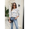 Zeagoo 3/4 Length Sleeve Blouse Pleated Tops Tunics for Women Dressy Shirt Business Casual(Floral White)