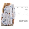 Zeagoo 3/4 Length Sleeve Blouse Pleated Tops Tunics for Women Dressy Shirt Business Casual(Floral White)