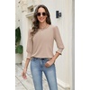 Zeagoo 3/4 Length Sleeve Blouse Pleated Tops Tunics for Women Dressy Shirt Business Casual(Moon Grey)