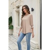 Zeagoo 3/4 Length Sleeve Blouse Pleated Tops Tunics for Women Dressy Shirt Business Casual(Moon Grey)
