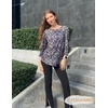 Zeagoo 3/4 Length Sleeve Blouse Pleated Tops Tunics for Women Dressy Shirt Business Casual(Navy Khaki Blessing)