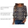 Zeagoo 3/4 Length Sleeve Blouse Pleated Tops Tunics for Women Dressy Shirt Business Casual(Navy Khaki Blessing)