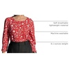 Zeagoo 3/4 Length Sleeve Blouse Pleated Tops Tunics for Women Dressy Shirt Business Casual(Vintage Red Ditsy)