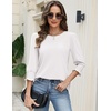 Zeagoo 3/4 Length Sleeve Blouse Pleated Tops Tunics for Women Dressy Shirt Business Casual(White)