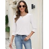 Zeagoo 3/4 Length Sleeve Blouse Pleated Tops Tunics for Women Dressy Shirt Business Casual(White)