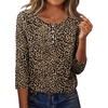 Zeagoo 3/4 Length Sleeve Women Tops Dressy Casual Blouses Work Clothes(An136-leopard Print)