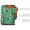 Zeagoo 3/4 Length Sleeve Women Tops Dressy Casual Blouses Work Clothes(Bf180-green Flower)