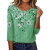 Zeagoo 3/4 Length Sleeve Women Tops Dressy Casual Blouses Work Clothes(Bf180-green Flower)