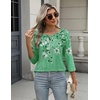 Zeagoo 3/4 Length Sleeve Women Tops Dressy Casual Blouses Work Clothes(Bf180-green Flower)