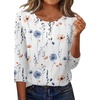 Zeagoo 3/4 Length Sleeve Women Tops Dressy Casual Blouses Work Clothes(Bf290-white Flower)