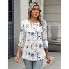 Zeagoo 3/4 Length Sleeve Women Tops Dressy Casual Blouses Work Clothes(Bf290-white Flower)