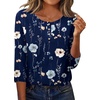 Zeagoo 3/4 Length Sleeve Women Tops Dressy Casual Blouses Work Clothes(Bf318-navy Flower)