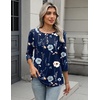 Zeagoo 3/4 Length Sleeve Women Tops Dressy Casual Blouses Work Clothes(Bf318-navy Flower)