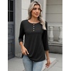 Zeagoo 3/4 Length Sleeve Women Tops Dressy Casual Blouses Work Clothes(Black)