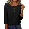 Zeagoo 3/4 Length Sleeve Women Tops Dressy Casual Blouses Work Clothes(Black)