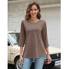 Zeagoo 3/4 Length Sleeve Women Tops Dressy Casual Blouses Work Clothes(Brown)