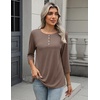 Zeagoo 3/4 Length Sleeve Women Tops Dressy Casual Blouses Work Clothes(Brown)