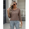 Zeagoo 3/4 Length Sleeve Women Tops Dressy Casual Blouses Work Clothes(Brown)