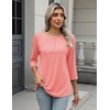 Zeagoo 3/4 Length Sleeve Women Tops Dressy Casual Blouses Work Clothes(Coral Pink)