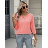Zeagoo 3/4 Length Sleeve Women Tops Dressy Casual Blouses Work Clothes(Coral Pink)