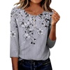 Zeagoo 3/4 Length Sleeve Women Tops Dressy Casual Blouses Work Clothes(Dh62-grey Flower)
