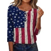 Zeagoo 3/4 Length Sleeve Women Tops Dressy Casual Blouses Work Clothes(Gq38-flag)