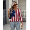 Zeagoo 3/4 Length Sleeve Women Tops Dressy Casual Blouses Work Clothes(Gq38-flag)