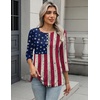 Zeagoo 3/4 Length Sleeve Women Tops Dressy Casual Blouses Work Clothes(Gq38-flag)