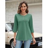 Zeagoo 3/4 Length Sleeve Women Tops Dressy Casual Blouses Work Clothes(Green)