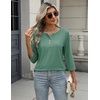 Zeagoo 3/4 Length Sleeve Women Tops Dressy Casual Blouses Work Clothes(Green)