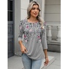 Zeagoo 3/4 Length Sleeve Women Tops Dressy Casual Blouses Work Clothes(Hf36-grey Leaves)