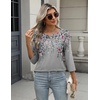 Zeagoo 3/4 Length Sleeve Women Tops Dressy Casual Blouses Work Clothes(Hf36-grey Leaves)