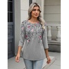 Zeagoo 3/4 Length Sleeve Women Tops Dressy Casual Blouses Work Clothes(Hf36-grey Leaves)