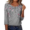 Zeagoo 3/4 Length Sleeve Women Tops Dressy Casual Blouses Work Clothes(Hf36-grey Leaves)