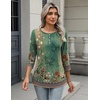 Zeagoo 3/4 Length Sleeve Women Tops Dressy Casual Blouses Work Clothes(Mz808-green)