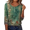 Zeagoo 3/4 Length Sleeve Women Tops Dressy Casual Blouses Work Clothes(Mz808-green)
