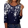 Zeagoo 3/4 Length Sleeve Women Tops Dressy Casual Blouses Work Clothes(Sf103-navy Blue Leaves)