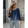 Zeagoo 3/4 Length Sleeve Women Tops Dressy Casual Blouses Work Clothes(Sf119-blue Print)
