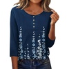 Zeagoo 3/4 Length Sleeve Women Tops Dressy Casual Blouses Work Clothes(Sf119-blue Print)